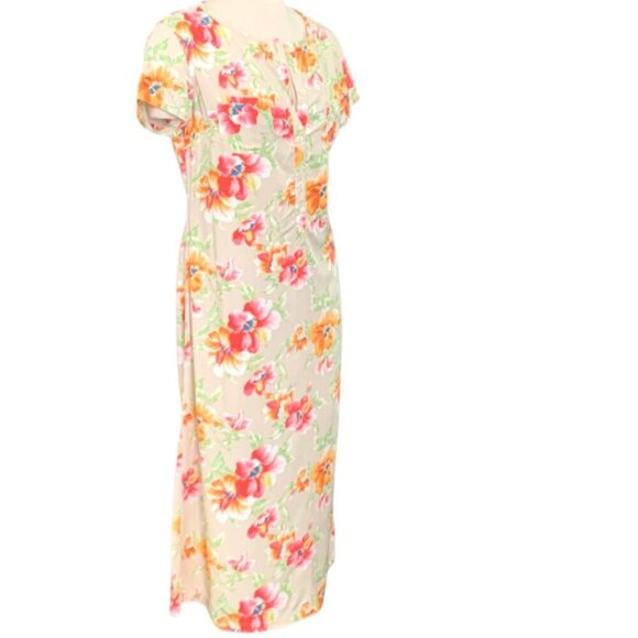 Liz Claiborne Floral Button Down Midi/Maxi Dress Pockets Sz 10P 58A - Picture 2 of 9